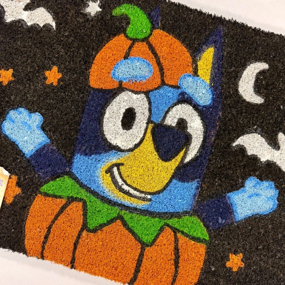 Bluey Halloween Outdoor Mat Coir Doormat Pumpkin Costume 18x28 New